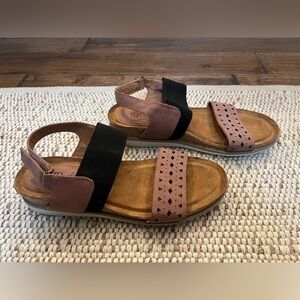 Euro Soft by Sofft Layla Comfort Sandals Black Tan Neutral Size 10